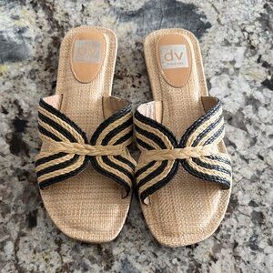 DV Dolce Vita Woven Tan and Black Sandals Jenzy